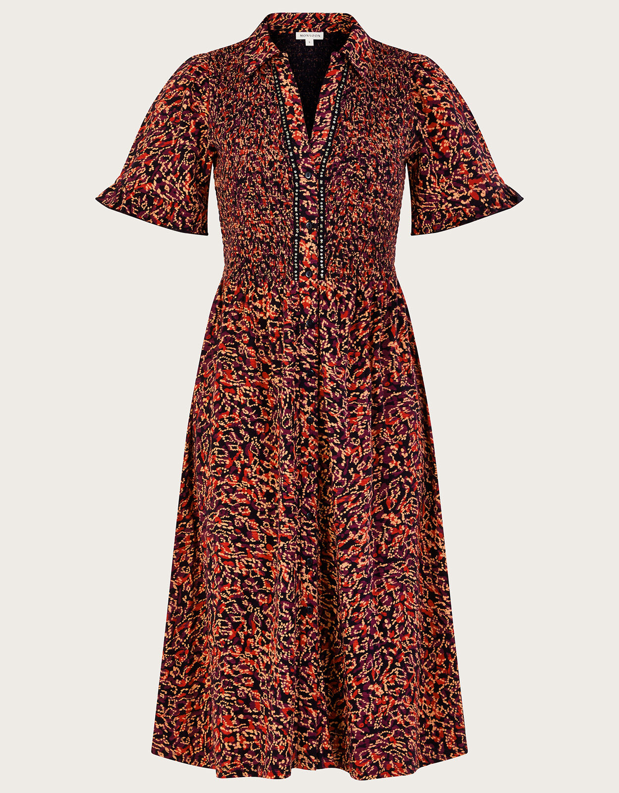 Red print shirt dress sales