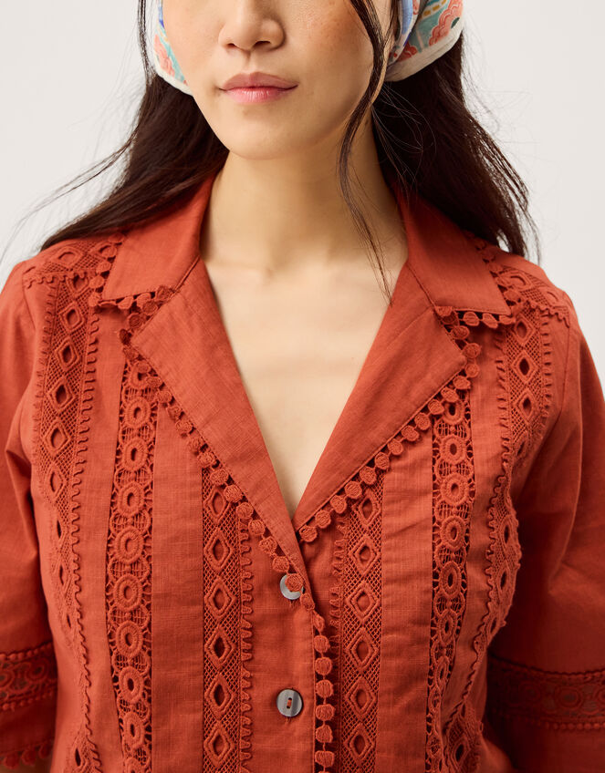 Irina Lace Trim Shirt Orange