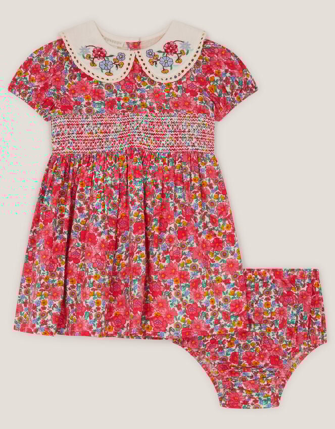 Baby Floral Puff Sleeve Dress & Briefs, Pink (PINK), large