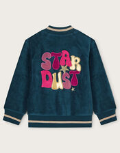 Stardust Velour Bomber Jacket, Teal (TEAL), large