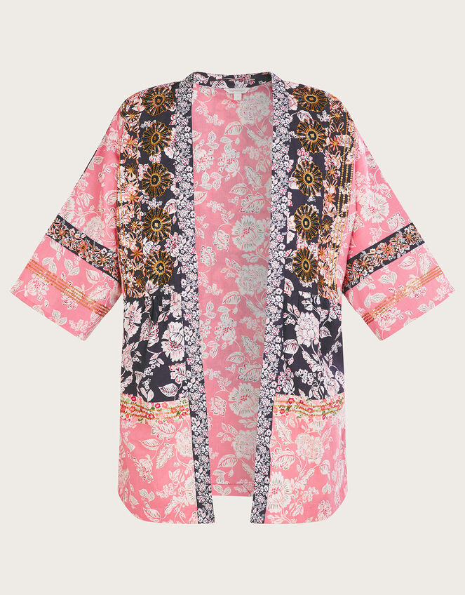 Premium Floral Print Embellished Jacket, Black (BLACK), large