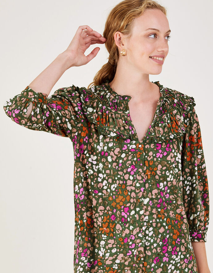 Ditsy Print Jersey Shirt with LENZING™ ECOVERO™ Green | Blouses ...
