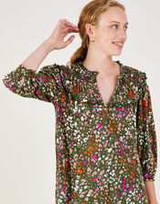 Ditsy Print Jersey Shirt with LENZING™ ECOVERO™ , Green (KHAKI), large