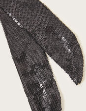 Sequin Skinny Scarf, Black (BLACK), large