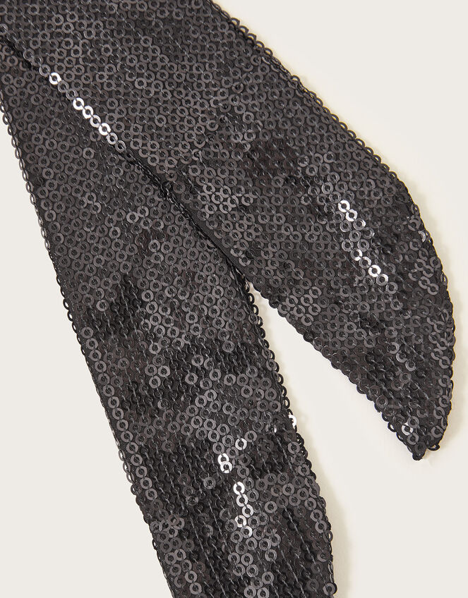 Sequin Skinny Scarf, Black (BLACK), large
