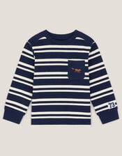 Fox Stripe Long Sleeve Top, Blue (BLUE), large