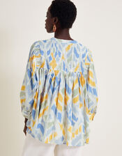Myla Print Pintuck Blouse, Ivory (IVORY), large