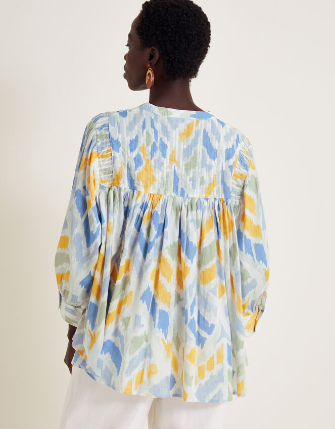 Myla Print Pintuck Blouse, Ivory (IVORY), large