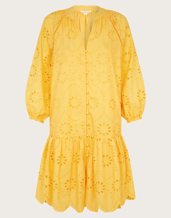 Tilly Broderie Dress, Yellow (YELLOW), large