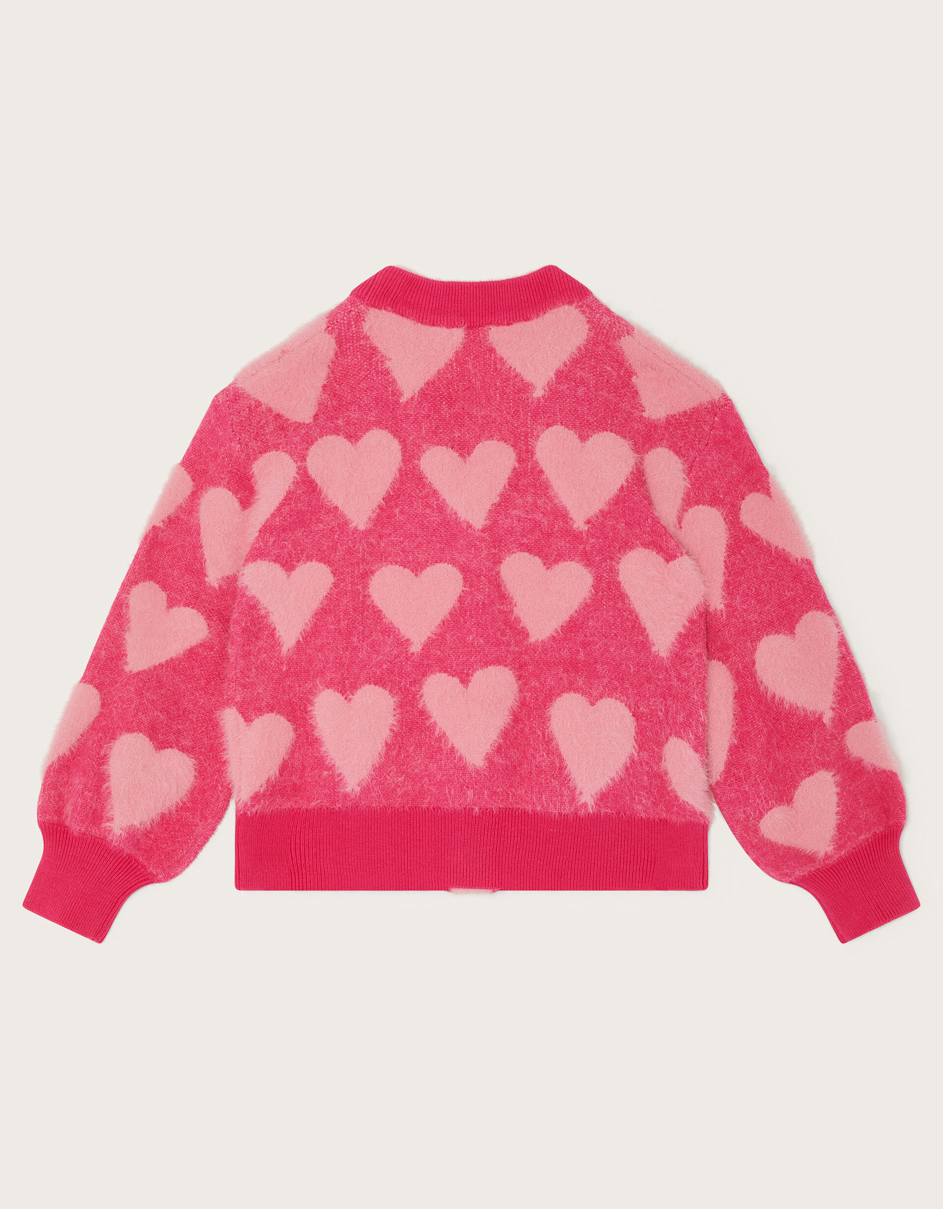 Heart Print Intarsia Cardigan Pink