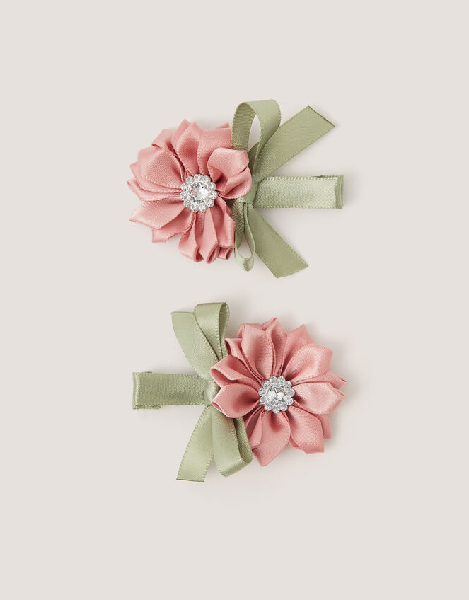 2-Pack Satin Flower Hair Clips, , large