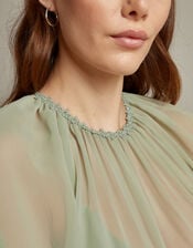 Mona Angel Sleeve Maxi Dress, Green (SAGE), large