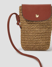 Rosie Raffia Phone Bag, Natural (NEUTRAL), large