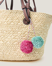Yvie Woven Raffia Basket Bag, , large