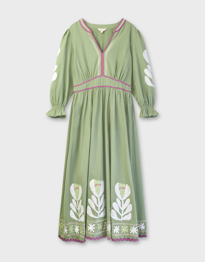 East Valeria Appliqu&eacute; Midi Dress, Green (GREEN), large