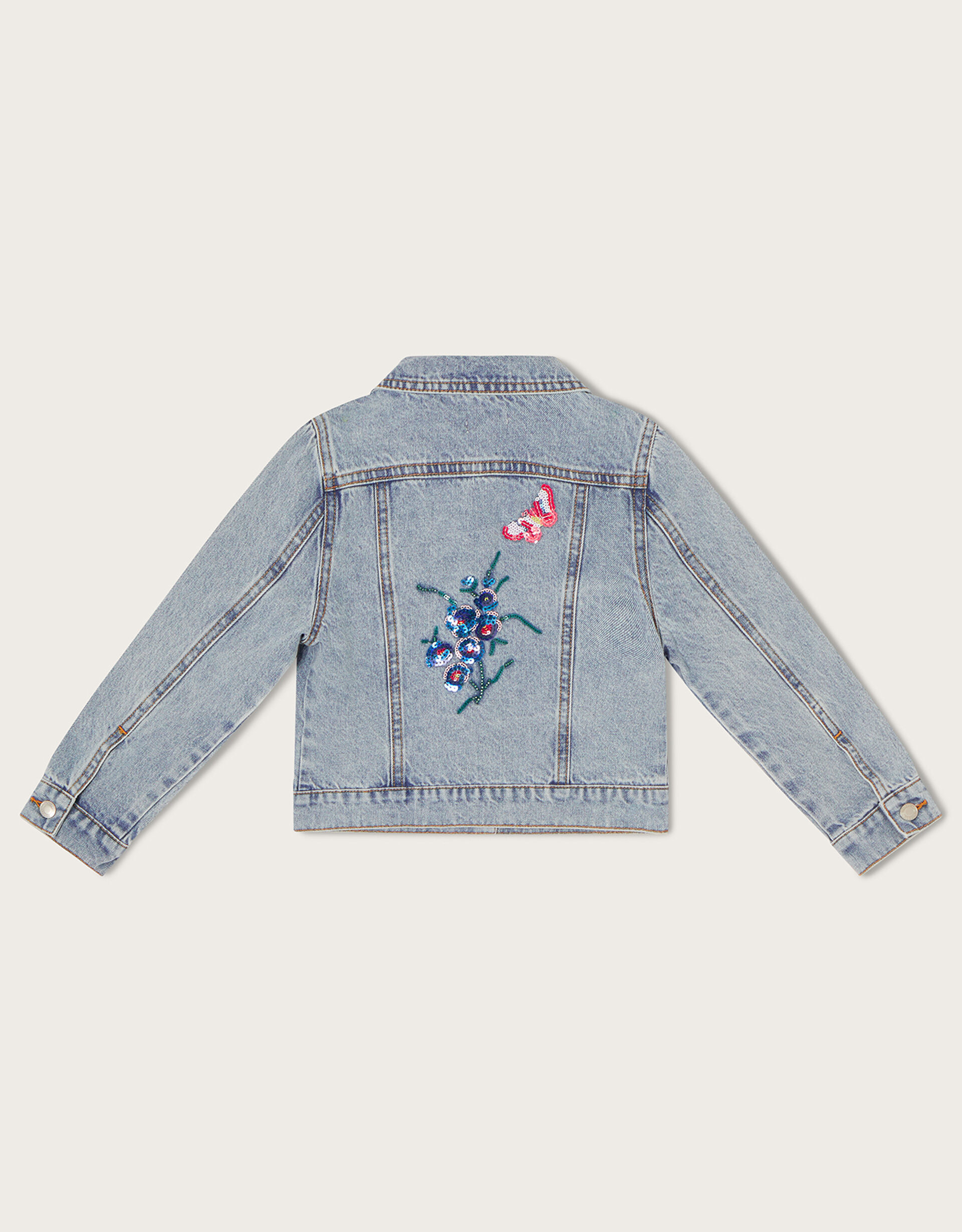 Sequin Floral Embroidered Denim Jacket