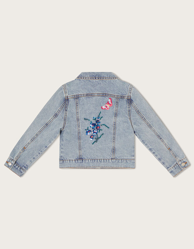 Sequin Floral Denim Jacket Blue, Girls' Coats & Jackets