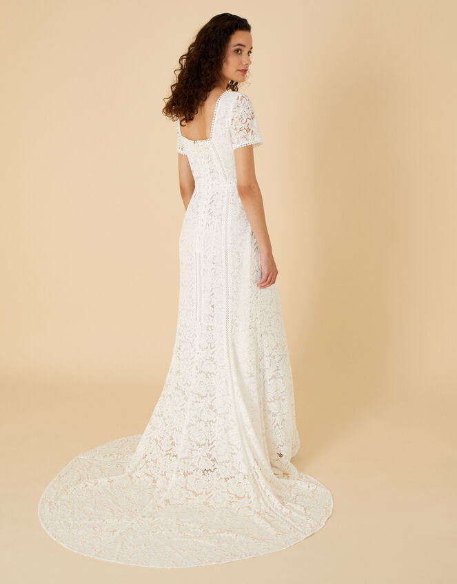 Kim Square Neck Lace Bridal Dress Ivory