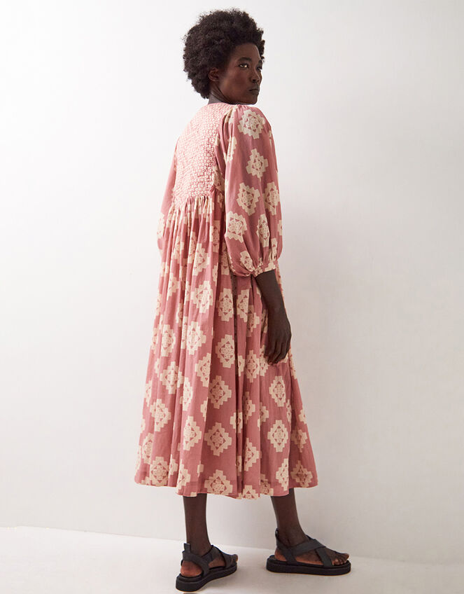 East Kaira Embroidered Print Midi Dress, Pink (BLUSH), large