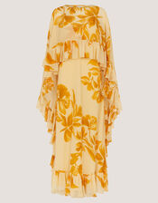 Joanna Ruffle Cape Chiffon Maxi Dress, Ivory (IVORY), large