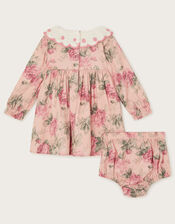 Newborn Betsy Crochet Collar Dress and Floral Briefs Set, Pink (PINK), large