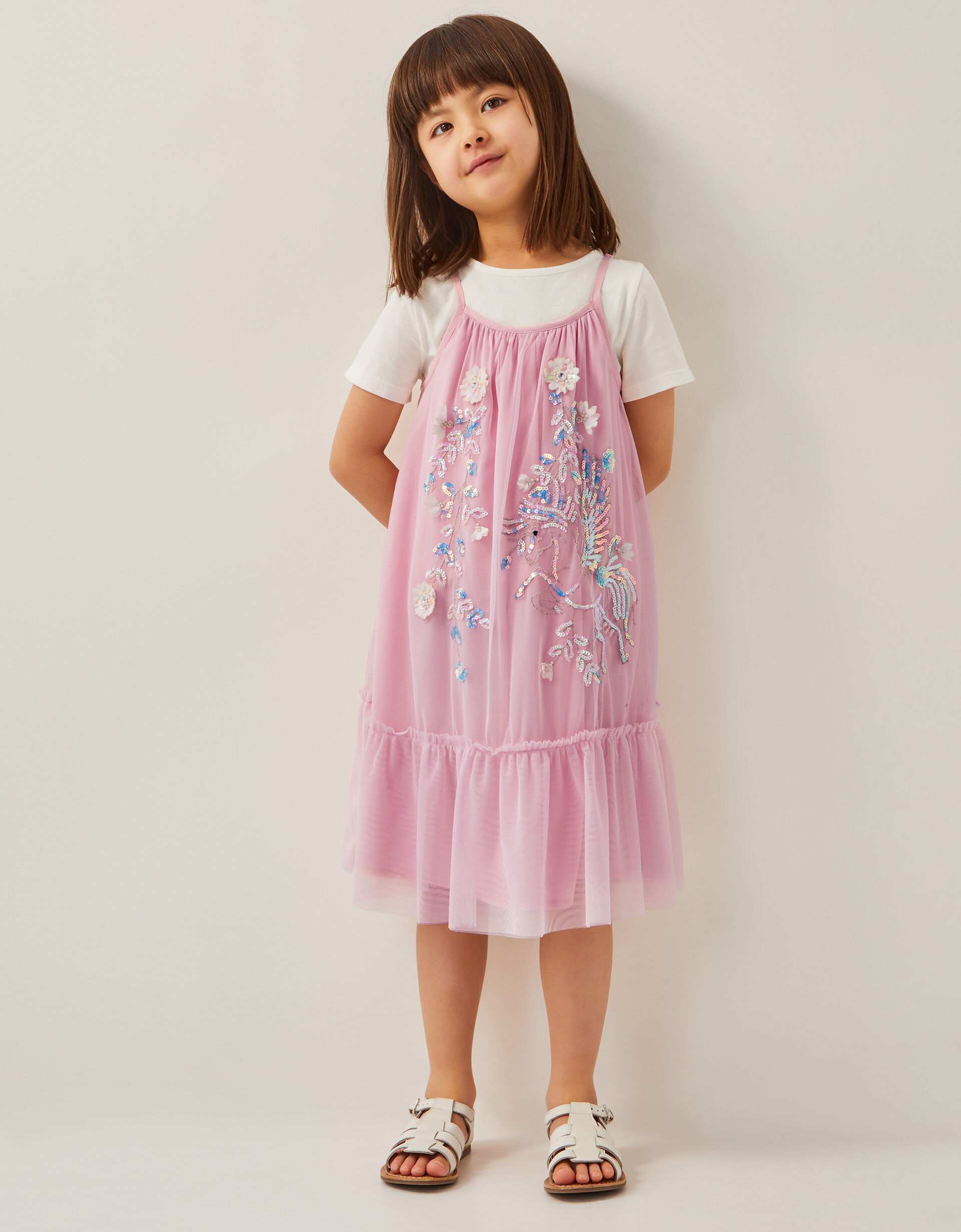 Unicorn Embellished T-Shirt & Tulle Dress Set Multi