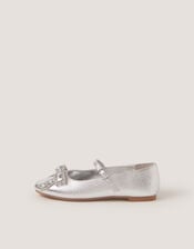 Gemstone Bow Ballet Flats, Silver (SILVER), large