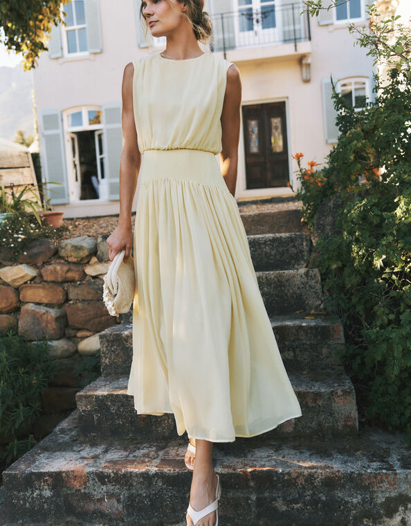 Georgia Drop Hem Midi Dress, Yellow (YELLOW), large