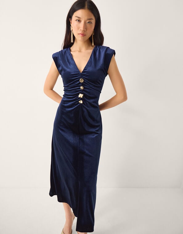Vana Velvet Sleeveless Midi Dress, Blue (MIDNIGHT), large