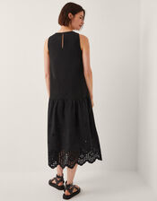 Fable Broderie Drop Waist Midi Dress, Black (BLACK), large