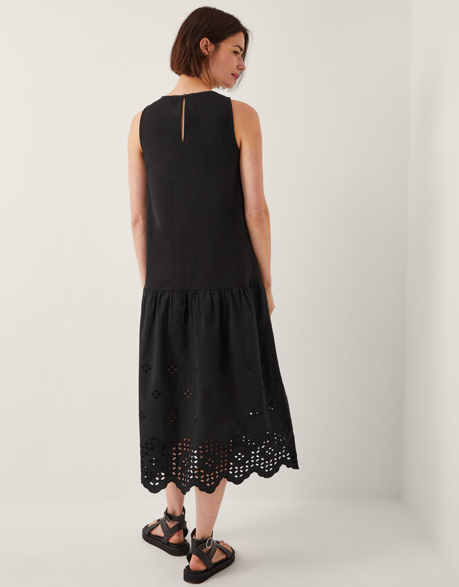 Fable Broderie Drop Waist Midi Dress, Black (BLACK), large