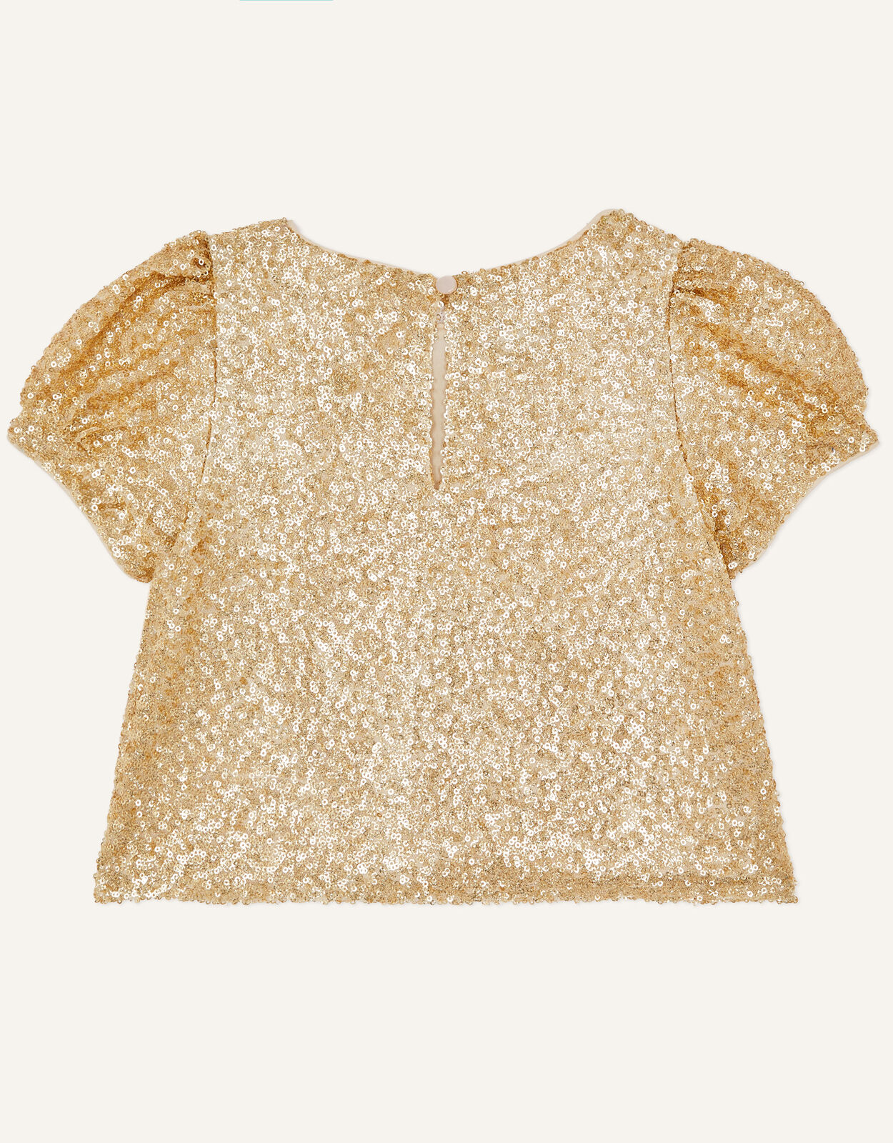 Sequin Puff Sleeve Top Gold