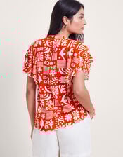 Dario Print Pleat Top, Red (RED), large