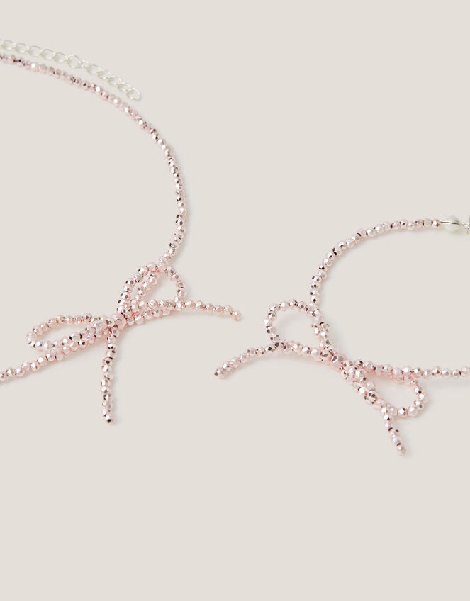 Beaded Bow Necklace & Bracelet Set, , large