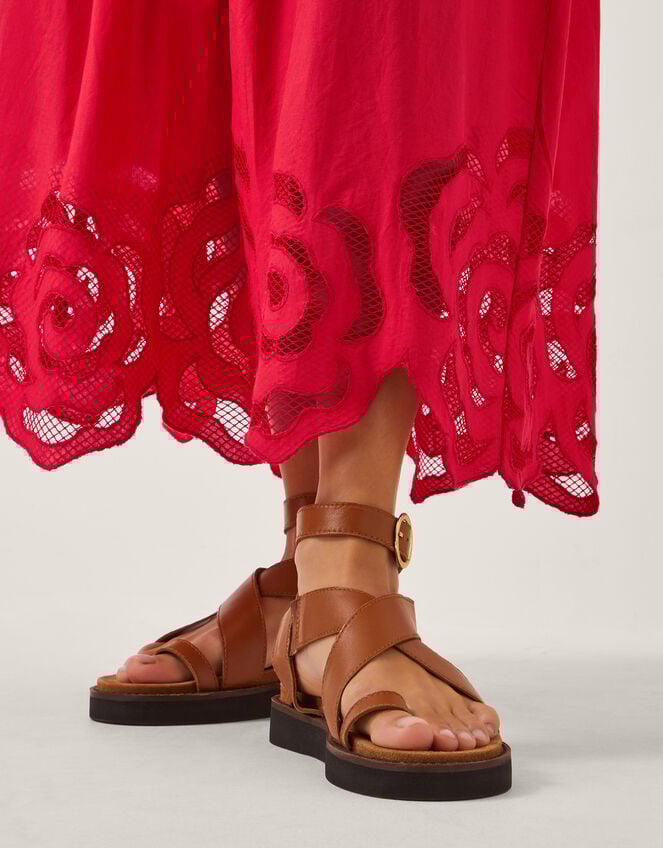 Grace Cutwork Midi Skirt , Red (RED), large