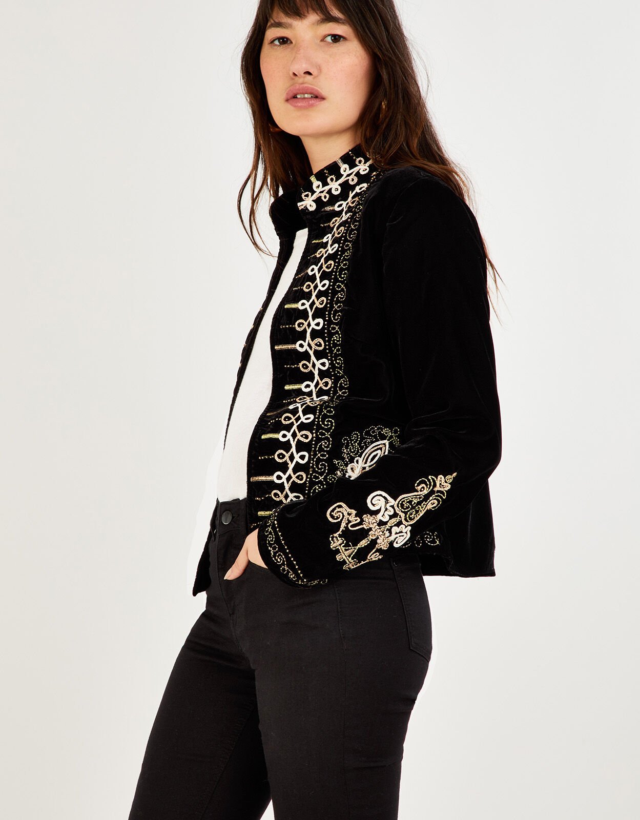 Embroidered deals military jacket