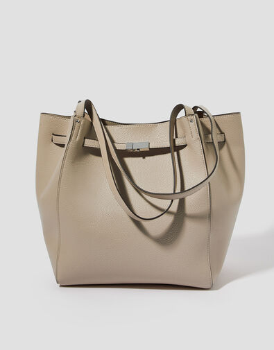 Kate Faux Leather Tote Bag, Grey (GREY), large