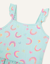 Butterfly and Rainbow Print Swimsuit, Green (MINT), large