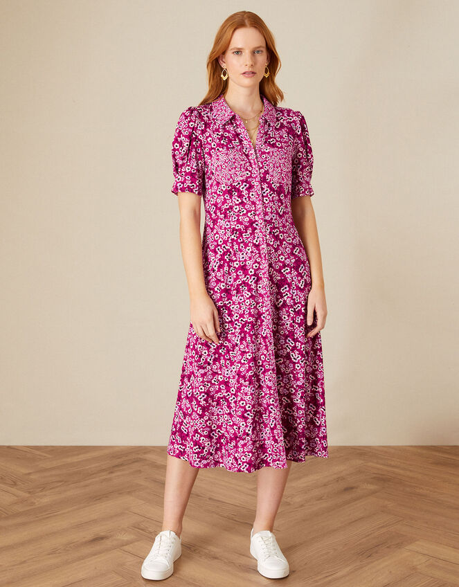 Darella Ditsy Print Jersey Dress, Pink (PINK), large