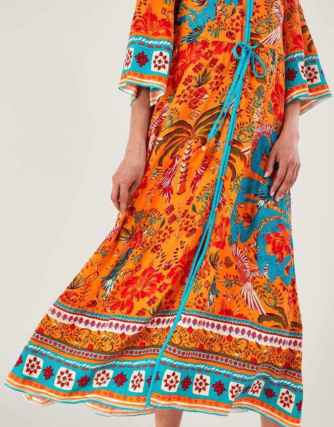 Palm Print Dress in LENZING™ ECOVERO™, Orange (ORANGE), large