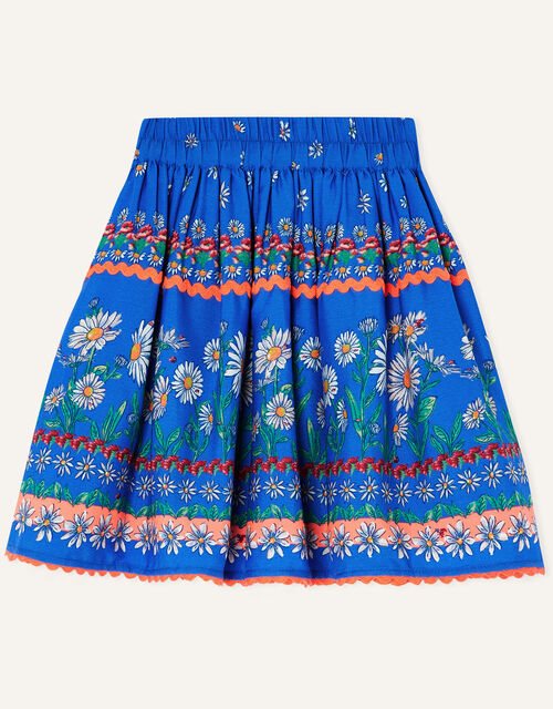 Daisy Print Skirt, Blue (BLUE), large