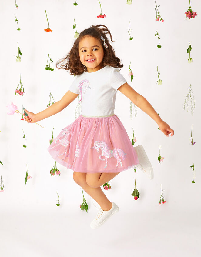 Disco Unicorn Short Sleeve Dress, Pink (PINK), large