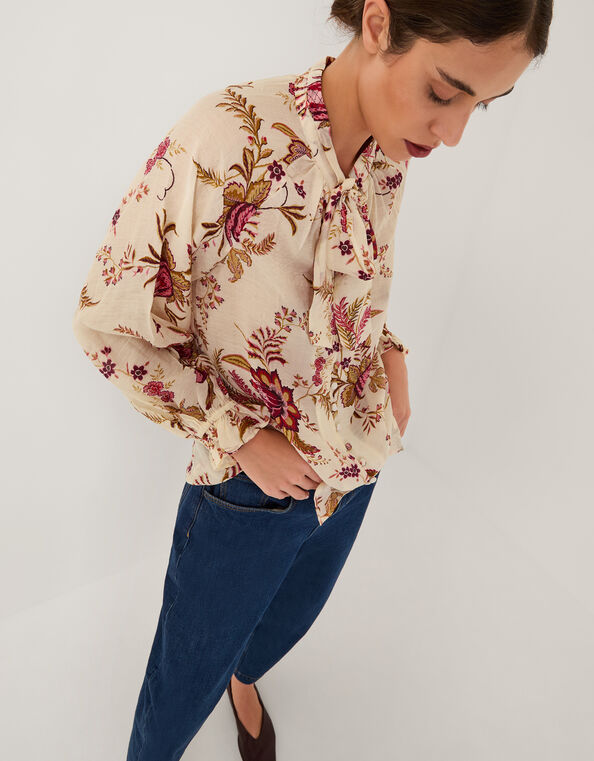 Yasmina Floral Print Blouse, Ivory (IVORY), large