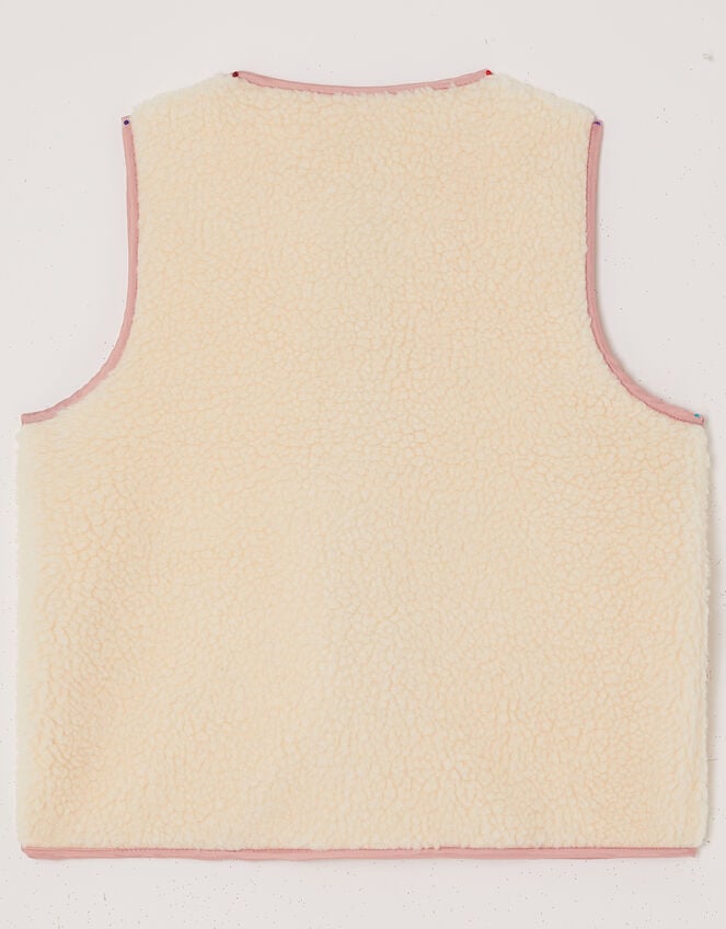 Butterfly Embroidered Borg Gilet, Ivory (IVORY), large