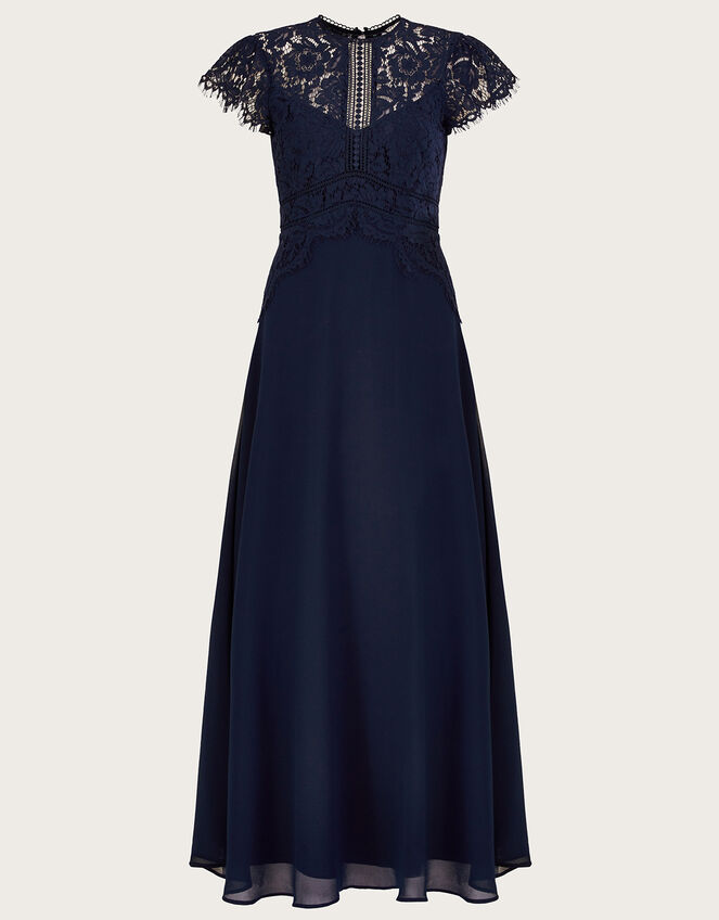 Blue Moon Lace + Cord Embroidered Maxi Dress