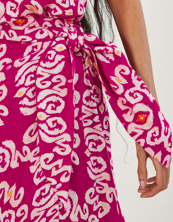 Bandhani Print Sarong Skirt in LENZING™ ECOVERO™ , Pink (PINK), large