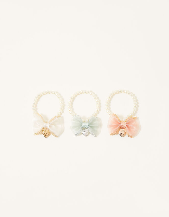 Heart Charm Organza Bow Bracelets, , large