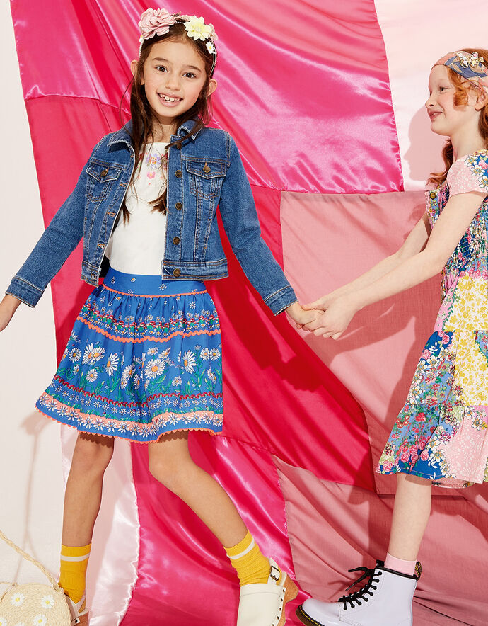 Daisy Print Skirt Blue