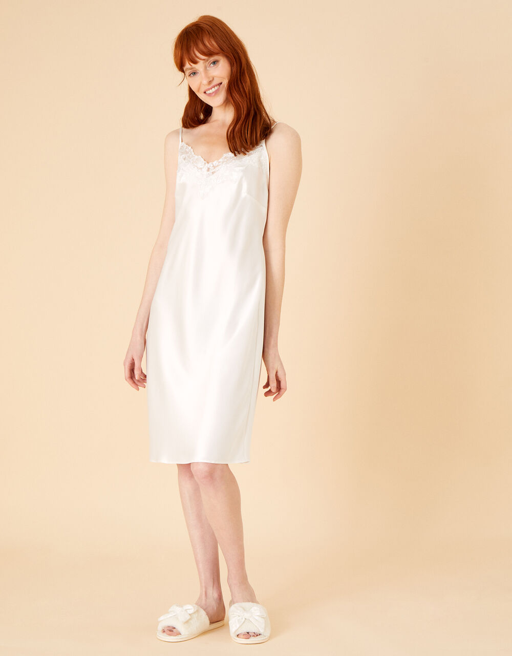 Women Women's Clothing | Bridal Lace Satin Night Dress Ivory - QR47001