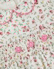 Baby Rose Smocked Romper, Ivory (IVORY), large